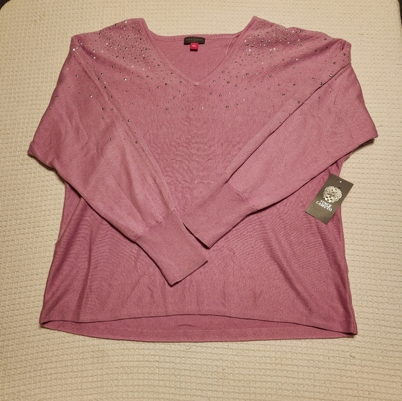 Vince Camuto Sweaters - Vince Camuto women's purple jeweled sweater. Size large. V-neck